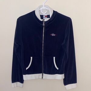 Tommy Hilfiger Navy Blue Terrycloth Zip-Up Sweater Jacket